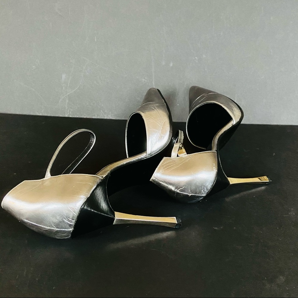 Gucci silver leather heels  ankle straps 37.5 - Picture 8 of 16